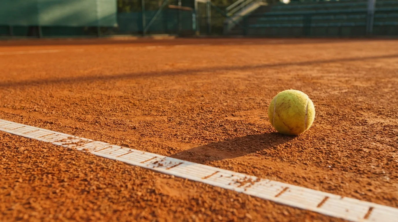 Pista de tierra batida del circuito ATP con marcas de pelota visibles