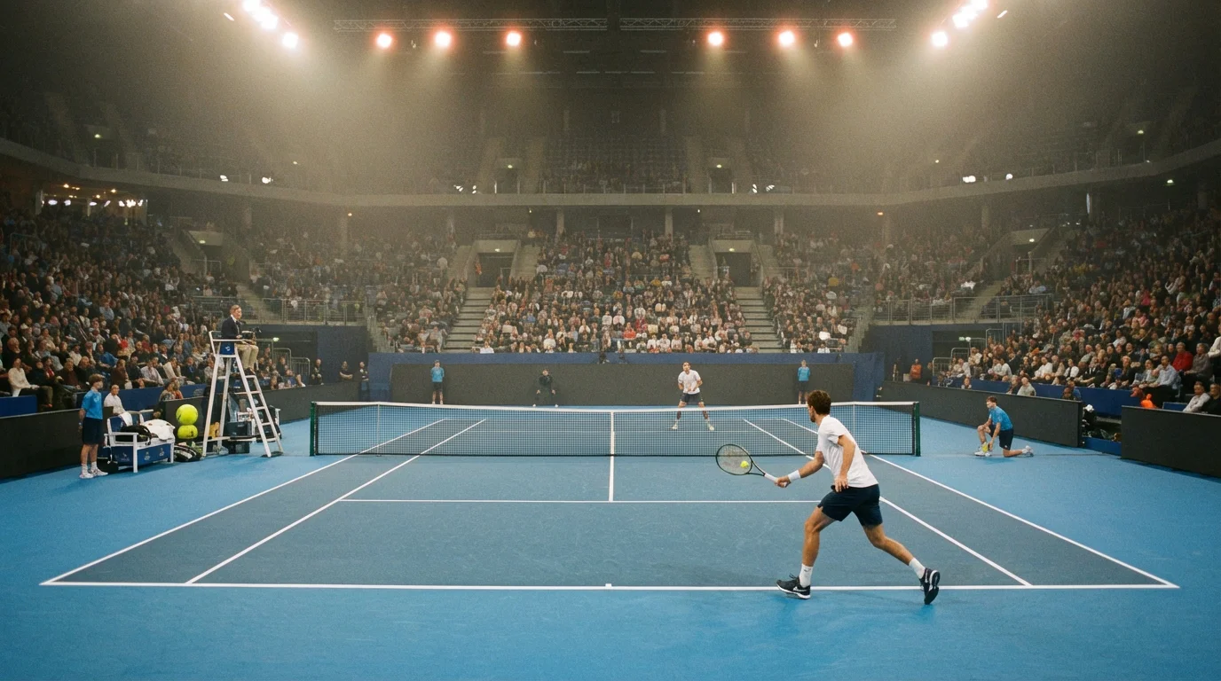 Pista central del circuito ATP 500 con jugadores durante partido oficial