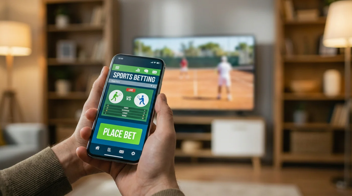 Pantalla de aplicación de apuestas mostrando opción de cash out durante partido ATP en directo