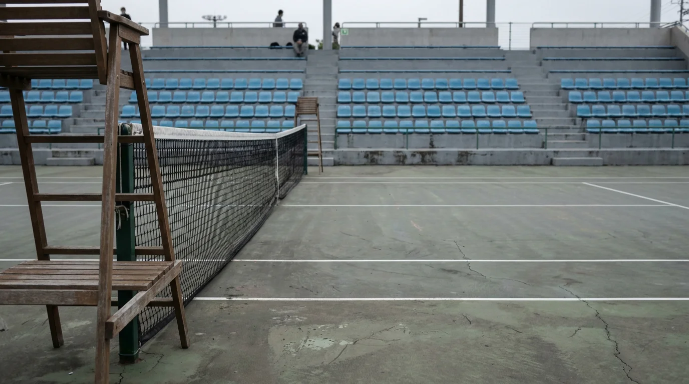 Pista de torneo Challenger del circuito ATP con gradas parcialmente vacías