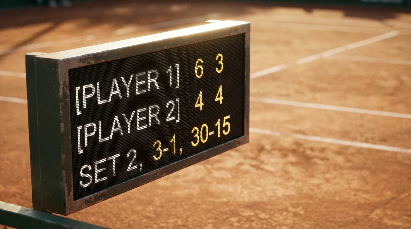 Marcador de tenis ATP mostrando juegos parciales en pista de tierra batida