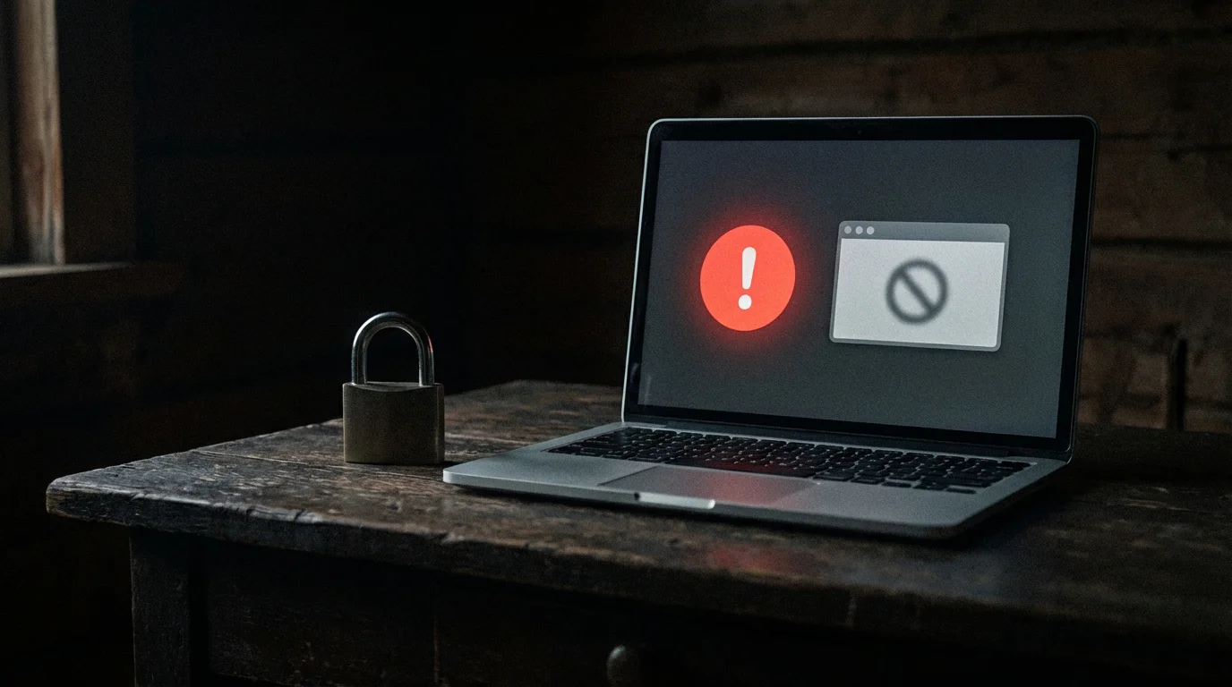 Pantalla bloqueada de acceso a plataforma de apuestas sin licencia española